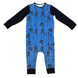 RAGS Blue Skeleton Halloween Stretchy Romper Hippie sz 2T One Piece Outfit